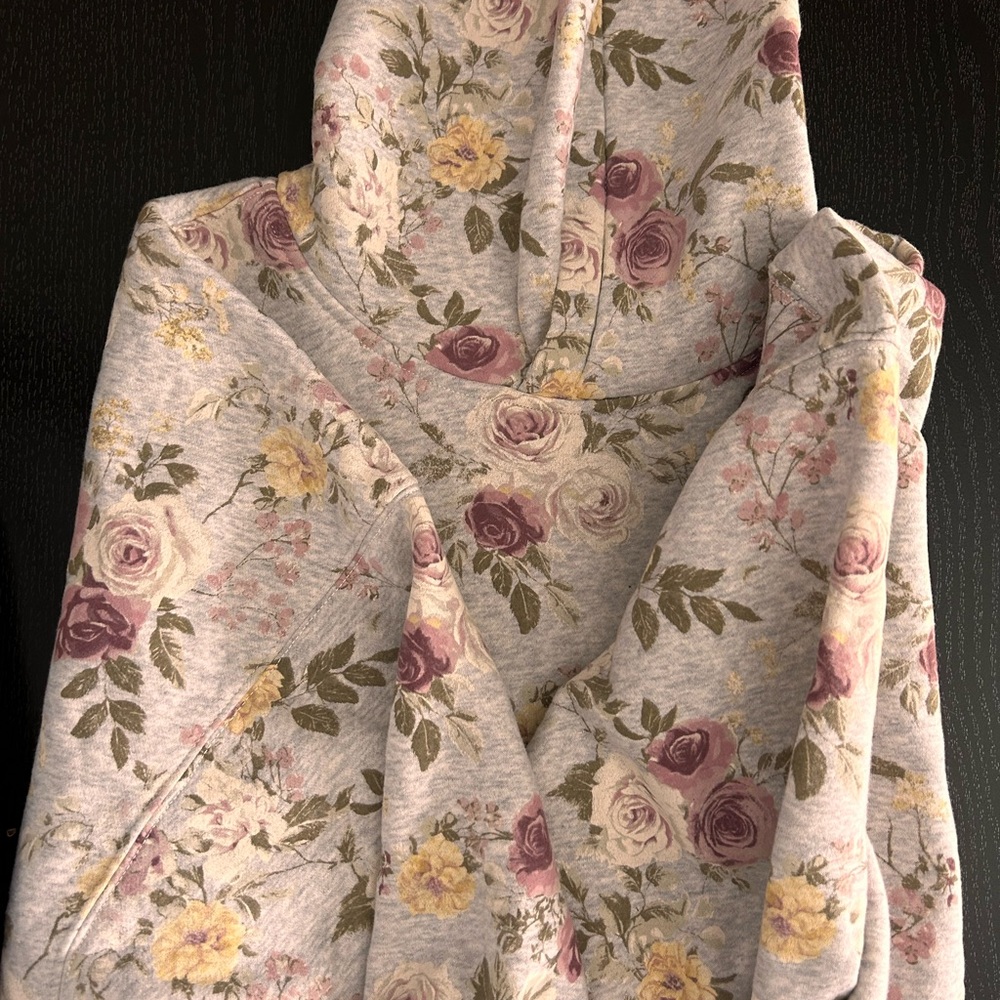 Abercrombie & Fitch Floral Sunday hoodie- Gray and Purple